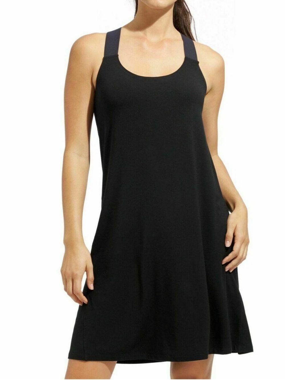 Athleta Hermosa Dress Black soft, shelf bra, Sz XXS